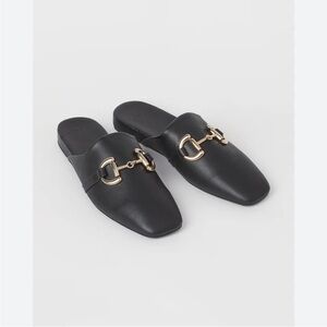 H & M Black buckle Women's Mules size 7